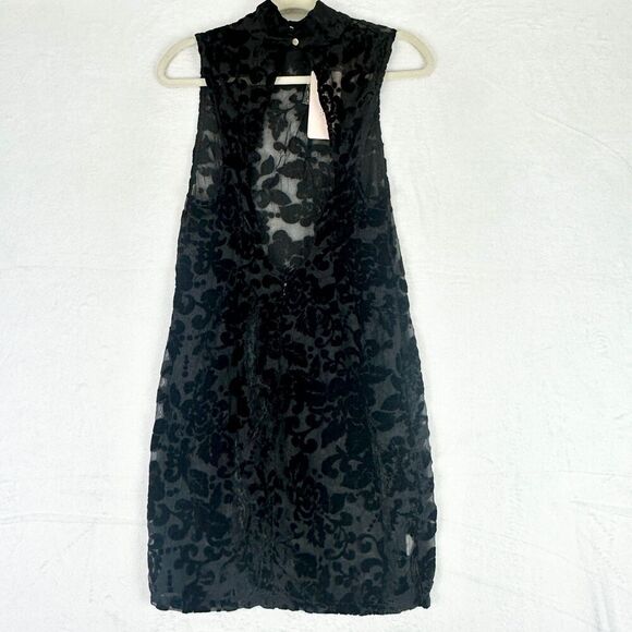 House of CB London Nereza Black Lace Devore Dress Size Medium NWT Velvet Burnout - Picture 4 of 10
